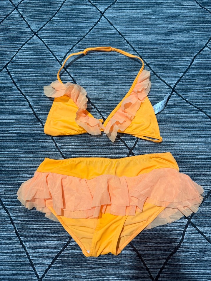 Volanlı Turuncu Straplez Bikini Altı - Görsel 2