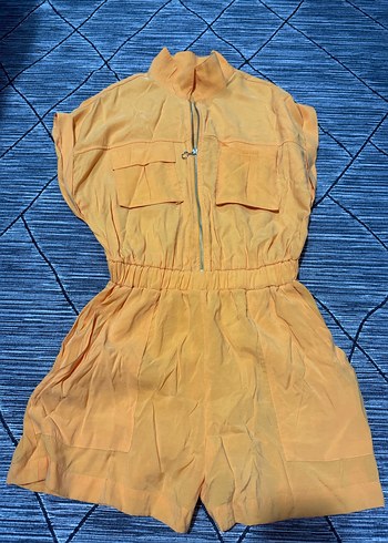 Sarı Fermuarlı Kadın Midi Tulum - Görsel 3