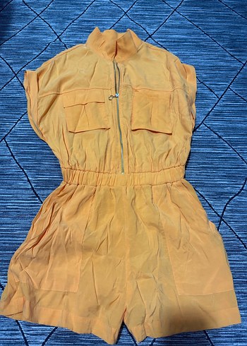 Sarı Fermuarlı Kadın Midi Tulum - Görsel 2