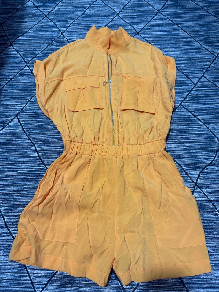 Sarı Fermuarlı Kadın Midi Tulum - Görsel 3