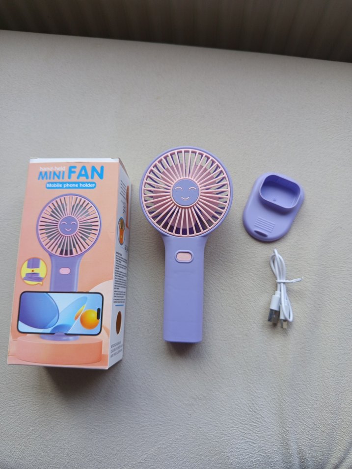 Mor Mini El Vantilatörü ve Telefon Tutucu - Görsel 2