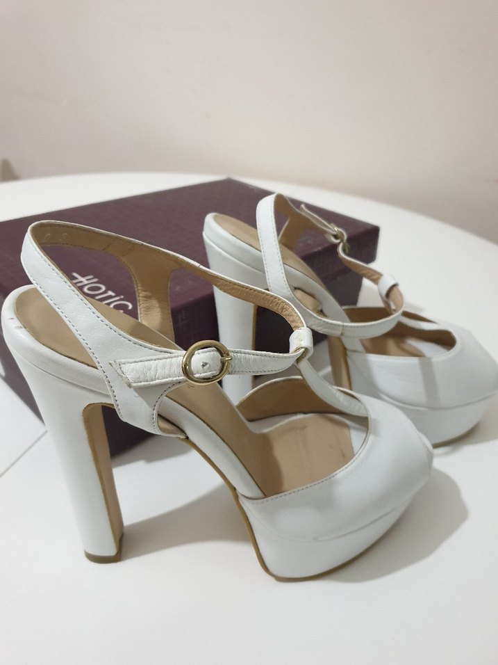 Beyaz Tokalı Platform Topuklu Kadın Abiye Ayakkabı hotiç marka - Görsel 5