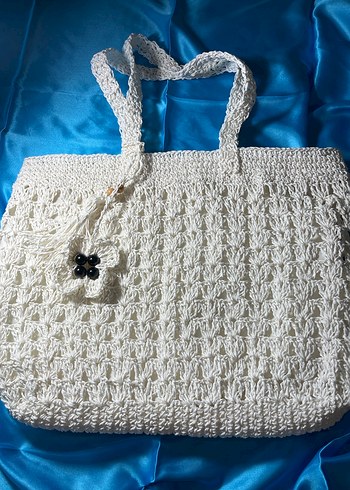 Zara Dantel Detaylı Örgü Beyaz Kadın Çanta