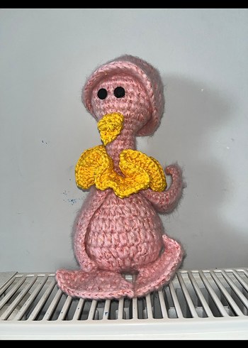 Pembe Amigurumi Pelikan Oyuncak