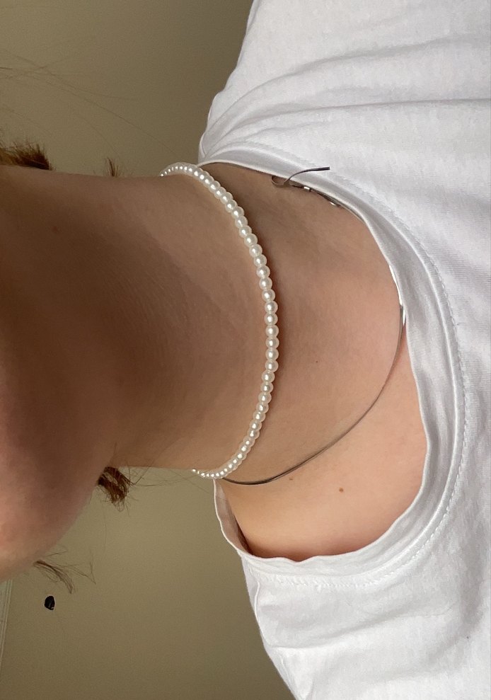 Beyaz Boncuklu Choker ve Bileklik Seti - Görsel 2