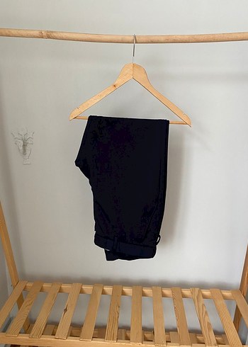 Drapeli lacivert Erkek Keten Pantolon