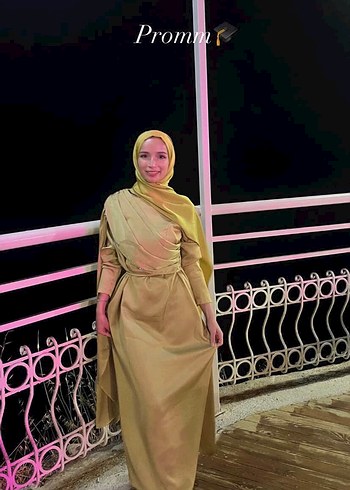 s Beden Uzun Kollu Nakışlı Haki tesettür Abiye Elbise kiralık