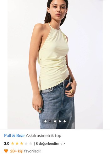 Pull & Bear Sarı Askılı Asimetrik Bluz