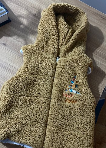 Diğer Kahverengi Kapüşonlu Erkek Çocuk Polar Yelek