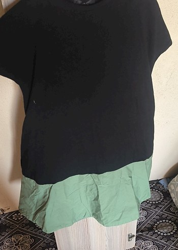 LC Waikiki Drapeli Siyah Mint Midi Elbise