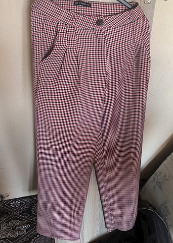 Bordo Düğmeli Kadın Kumaş Pantolon