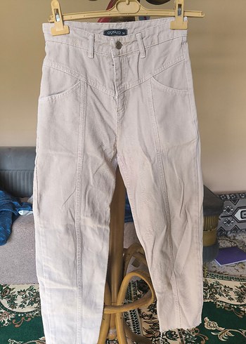 LC Waikiki Bej Kadın Kot Pantolon Butonlu
