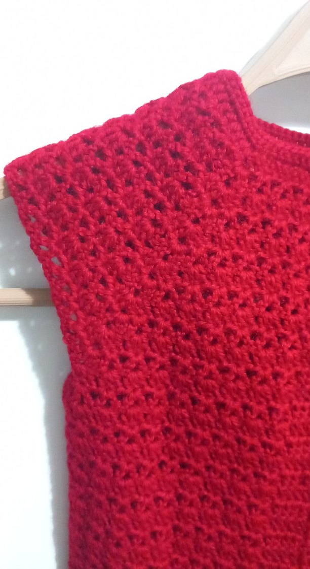 Kız Çocuk Kırmızı Triko Kolsuz Yelek - Görsel 3