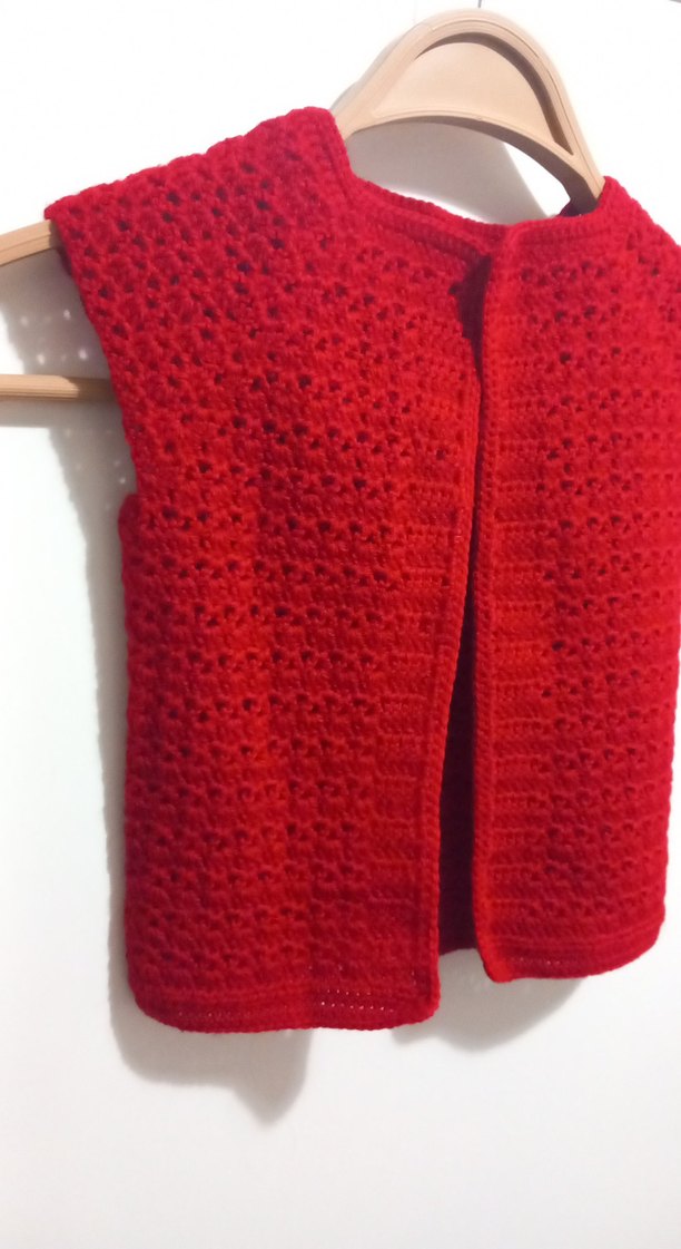 Kız Çocuk Kırmızı Triko Kolsuz Yelek - Görsel 2