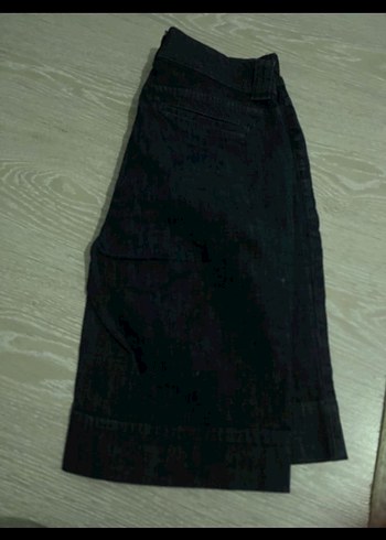 Kadın Lacivert Kot Midi Şort Kemerli - Görsel 4