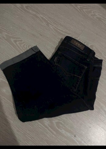 Kadın Lacivert Kot Midi Şort Kemerli - Görsel 2