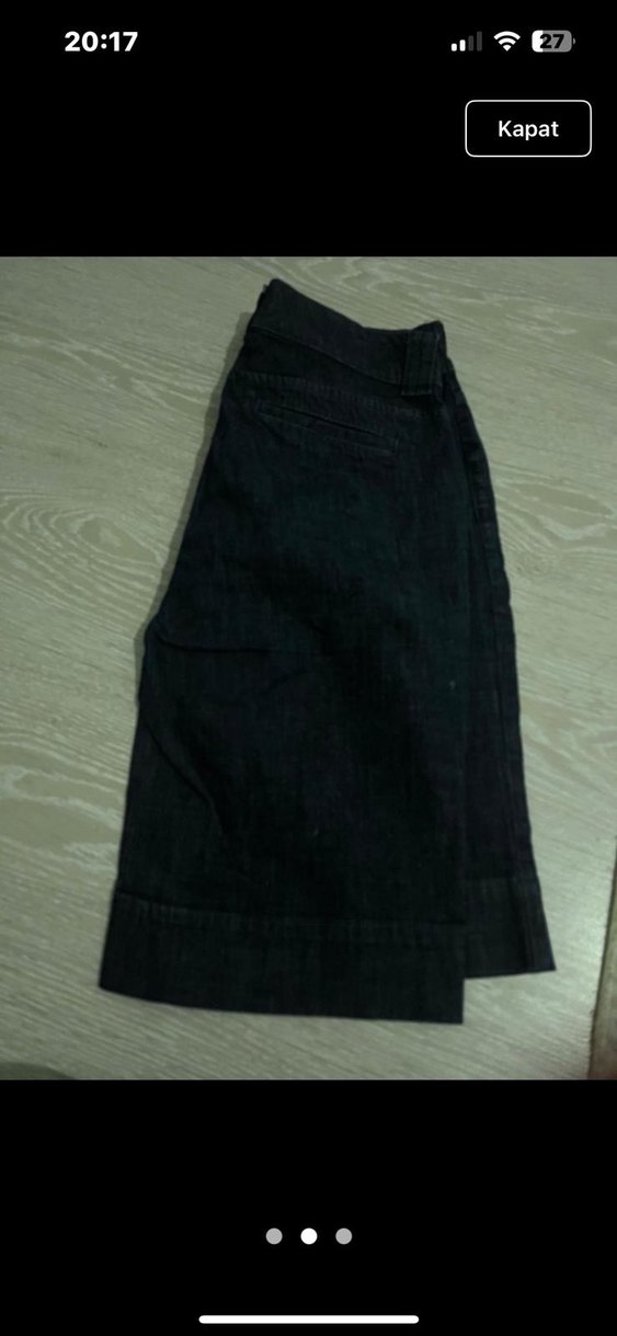 Kadın Lacivert Kot Midi Şort Kemerli - Görsel 4