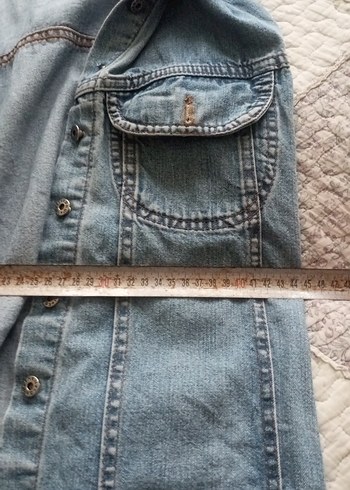 m Beden mavi Renk Düğmeli Kolsuz Mavi Denim Ceket