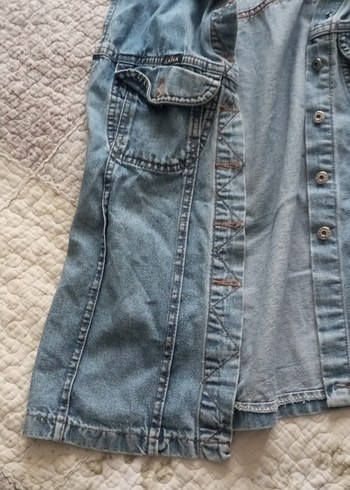 Diğer Düğmeli Kolsuz Mavi Denim Ceket