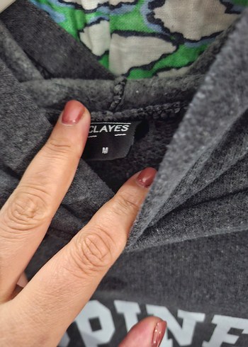 Gri Kapüşonlu HAPPINESS Sweatshirt gri M - Görsel 2