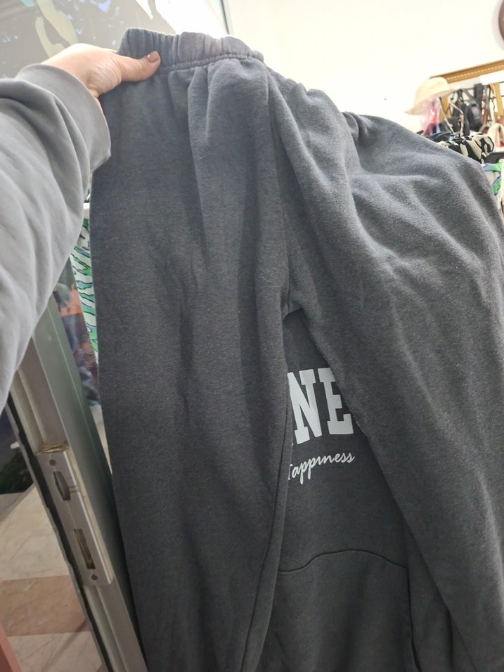 Gri Kapüşonlu HAPPINESS Sweatshirt gri M - Görsel 3