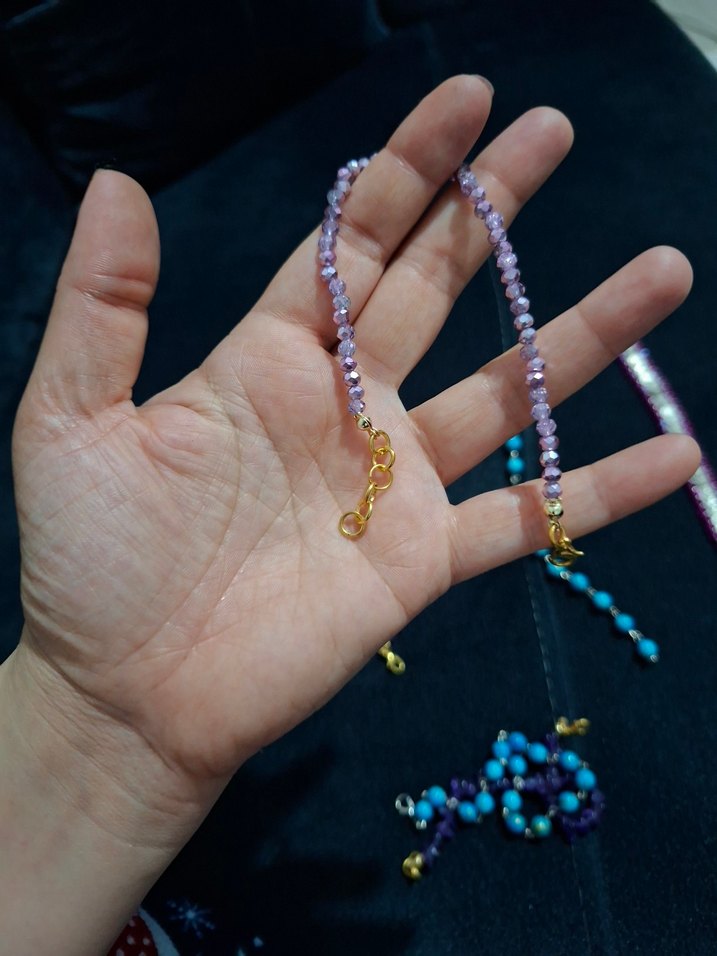 Mor Boncuklu Bohem Bileklik - Görsel 2