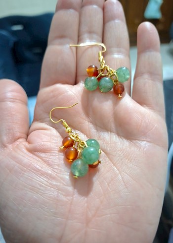 Ametist taşlı Boncuklu Mini üzüm Küpeler - Görsel 2