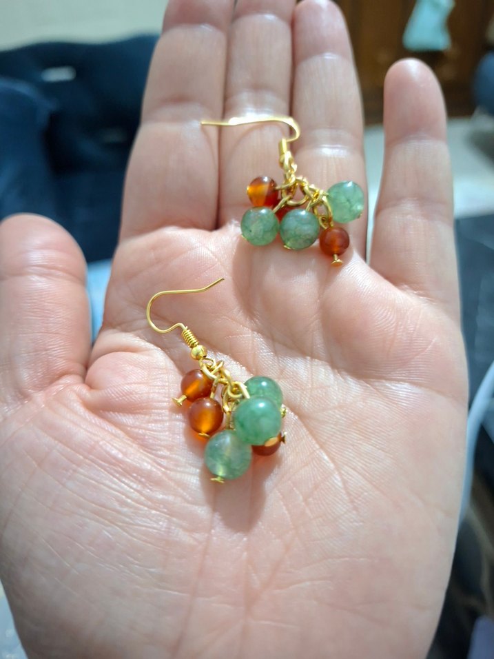 Ametist taşlı Boncuklu Mini üzüm Küpeler - Görsel 2