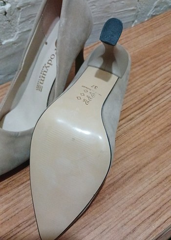 37 Beden Bej Süet Stiletto Kadın Ayakkabı