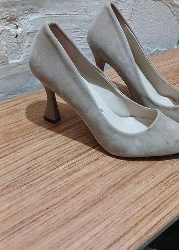 37 Beden camel Renk Bej Süet Stiletto Kadın Ayakkabı