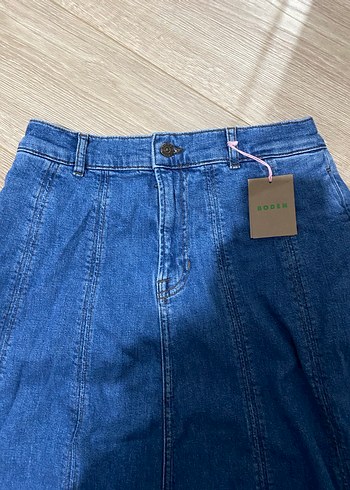 universal Beden Mavi Midi Denim Kadın Etek