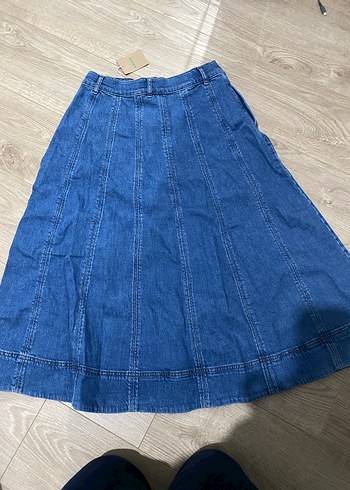Mini Boden Mavi Midi Denim Kadın Etek