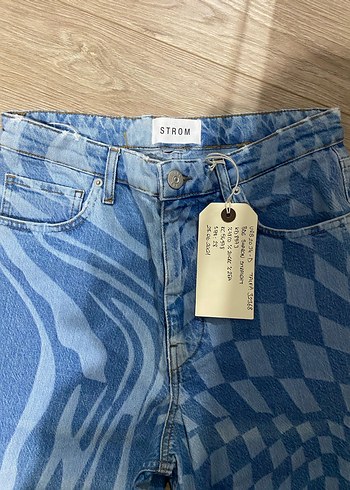 28 Beden Mavi Batik Desenli Regular Fit Kadın Kot Pantolon