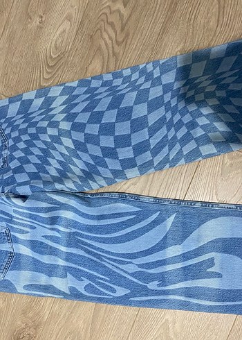 28 Beden mavi Renk Mavi Batik Desenli Regular Fit Kadın Kot Pantolon