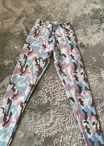 Pastel Kamuflaj Desenli Kadın gym tayt