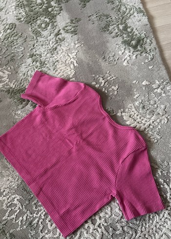 Addax Pembe Kısa Kollu Crop Top
