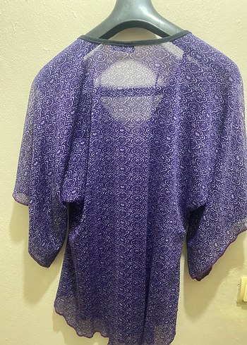 Bohem V Yaka Mor Uzun Kollu Bluz - Görsel 4