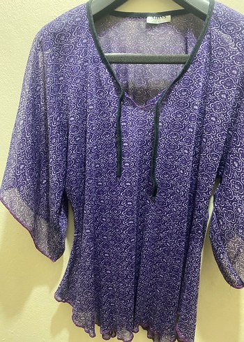 Bohem V Yaka Mor Uzun Kollu Bluz - Görsel 2