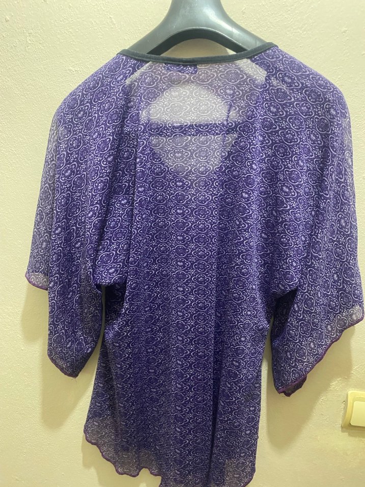 Bohem V Yaka Mor Uzun Kollu Bluz - Görsel 4