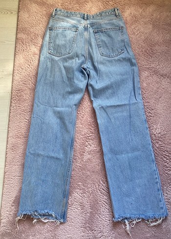 Zara Açık mavi Renkli Bol Kesim Midi Boy Kadın Kot Pantolon