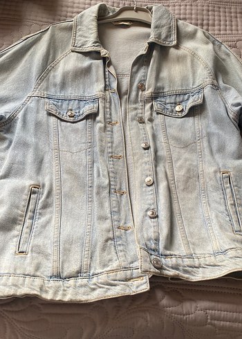 m Beden turkuaz Renk Düğmeli Kadın Denim Ceket