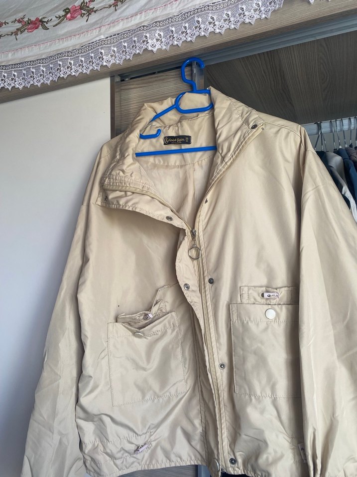 Bej kadın Düğmeli Midi Yağmurluk - Görsel 2