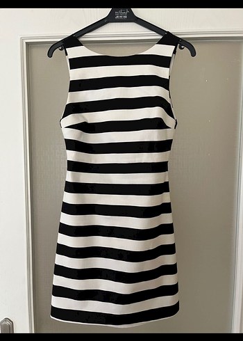 Alice&Olivia Çizgili Kolsuz Midi Elbise