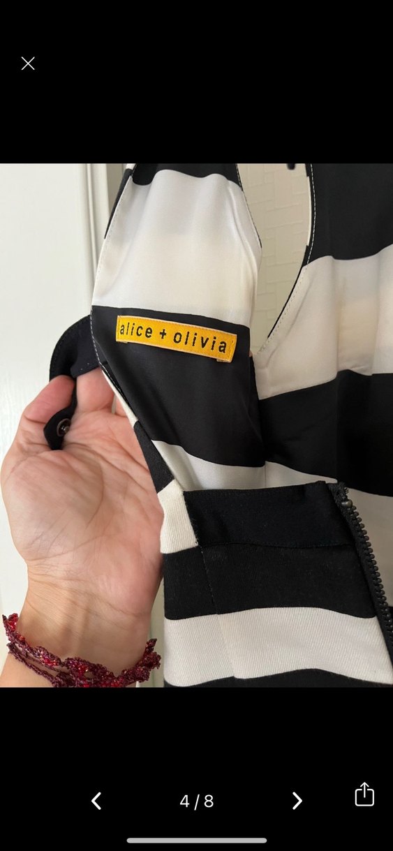 Alice&Olivia Çizgili Kolsuz Midi Elbise - Görsel 4