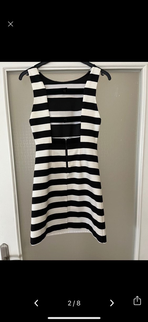 Alice&Olivia Çizgili Kolsuz Midi Elbise - Görsel 2