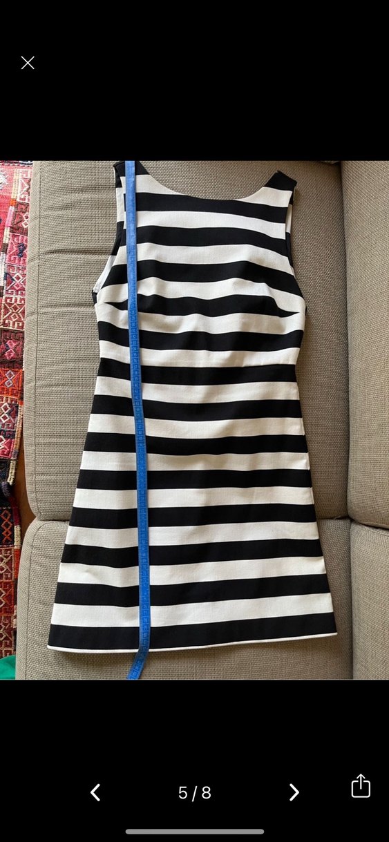 Alice&Olivia Çizgili Kolsuz Midi Elbise - Görsel 5