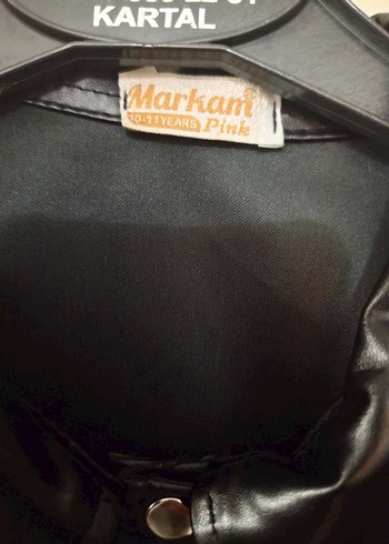 Düğmeli Siyah  Deri Çocuk Ceket - Görsel 4