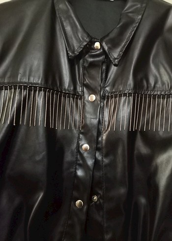 Düğmeli Siyah  Deri Çocuk Ceket - Görsel 3