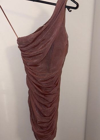 Zara Gülkurusu Tek Omuz Mini Elbise