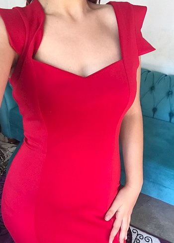 Kırmızı Uzun  elbise - Görsel 2